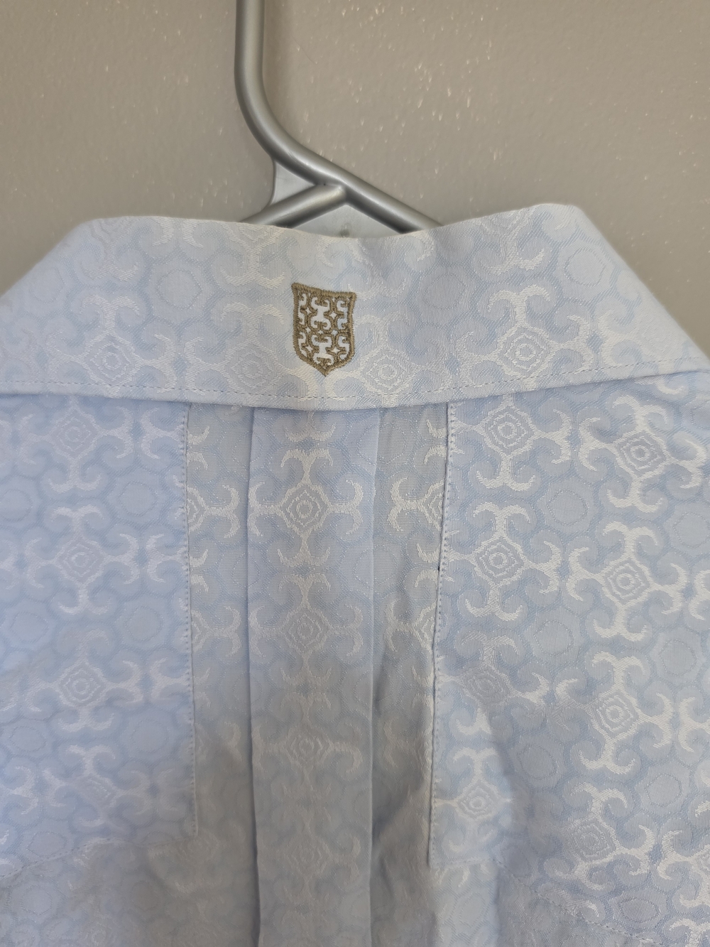 Bogosse Pale Blue Button-Down Shirt with Brown Contrast Trim - Picture 3 of 7